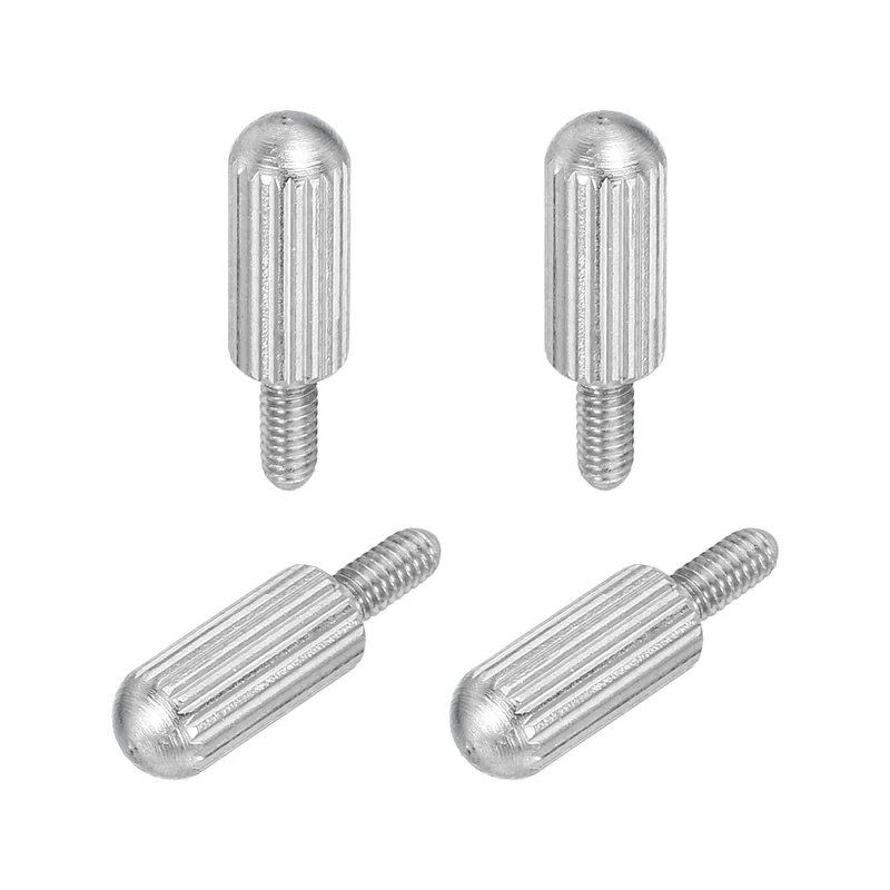 4Pcs M2.5 x 6mm Stainless Steel Flat Head Thread Knurled Thumbscrews Bolts