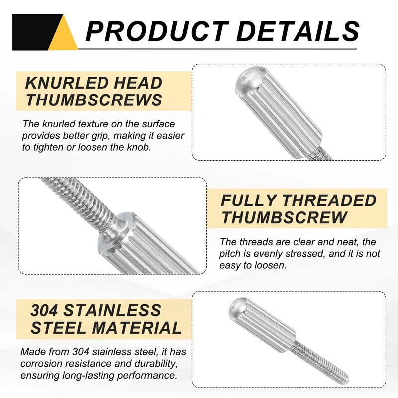 4Pcs M2 x 12mm Stainless Steel Flat Head Thread Knurled Thumbscrews Bolts