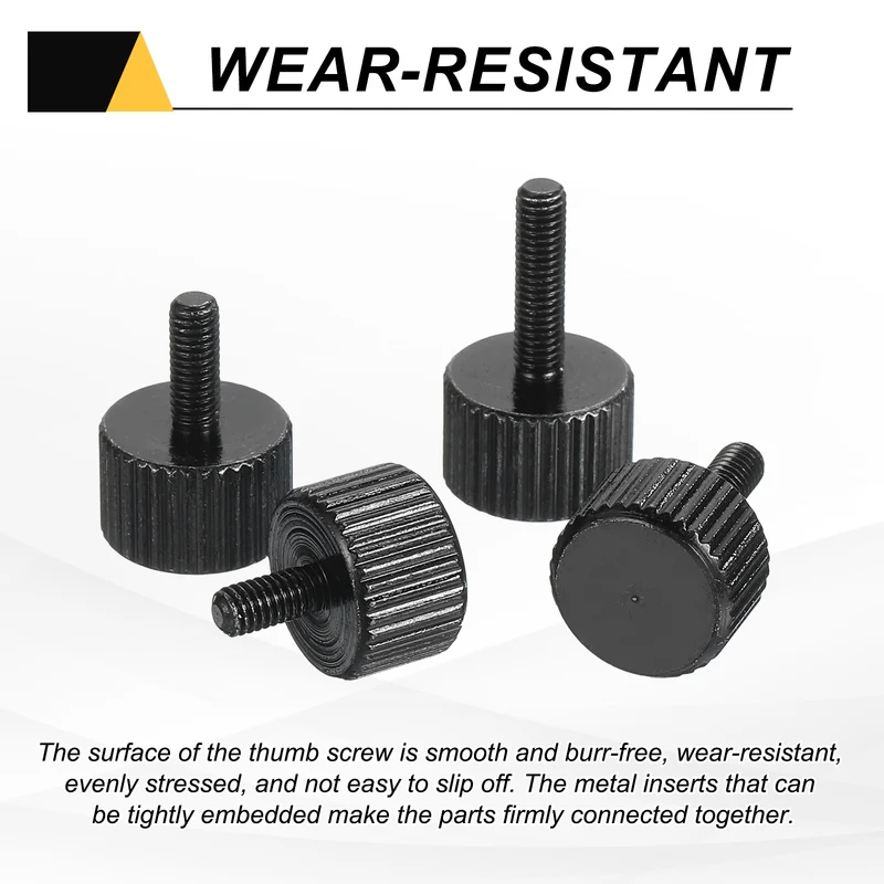 4 PCS M3x12mm Flat Knurled Head Thumb Screws for Household Appliances, Black