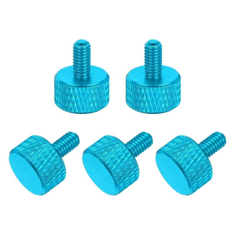 5Pcs M4x10mm Flat Head Knurled Thumb Screws for Graphics Card Lake Blue