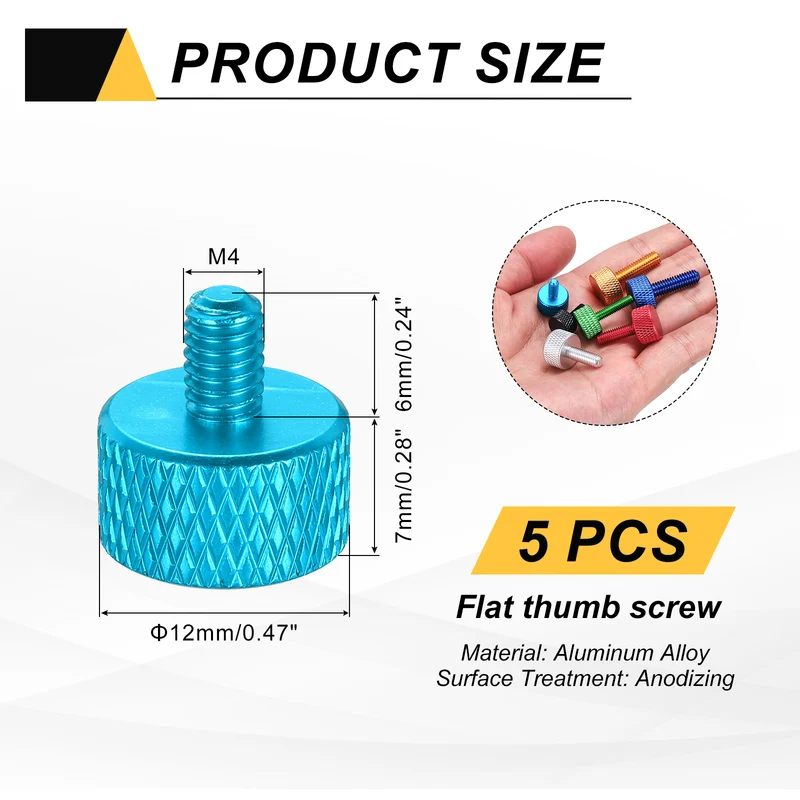 5Pcs M4x6mm Flat Head Knurled Thumb Screws for Graphics Card Lake Blue