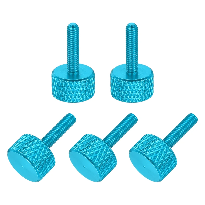 5 Pcs M3x12mm Flat Head Knurled Thumb Screws for Graphics Card, Lake Blue