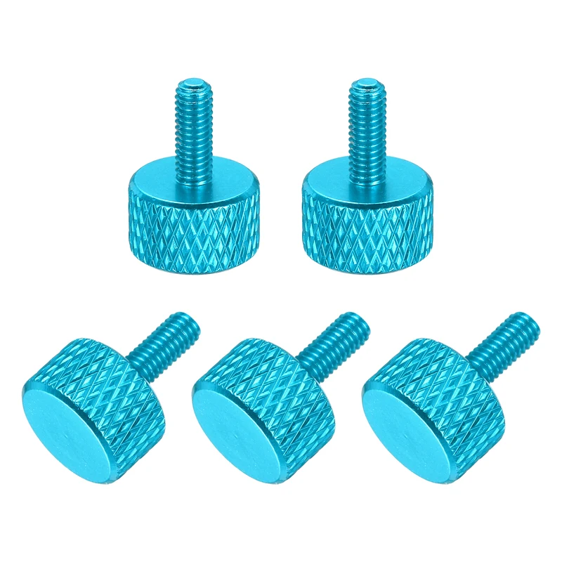 5 Pcs M3x8mm Flat Head Knurled Thumb Screws for Graphics Card, Lake Blue