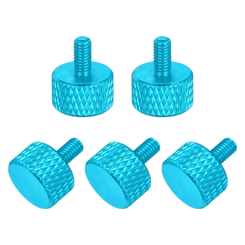 5 Pcs M3x6mm Flat Head Knurled Thumb Screws for Graphics Card, Lake Blue