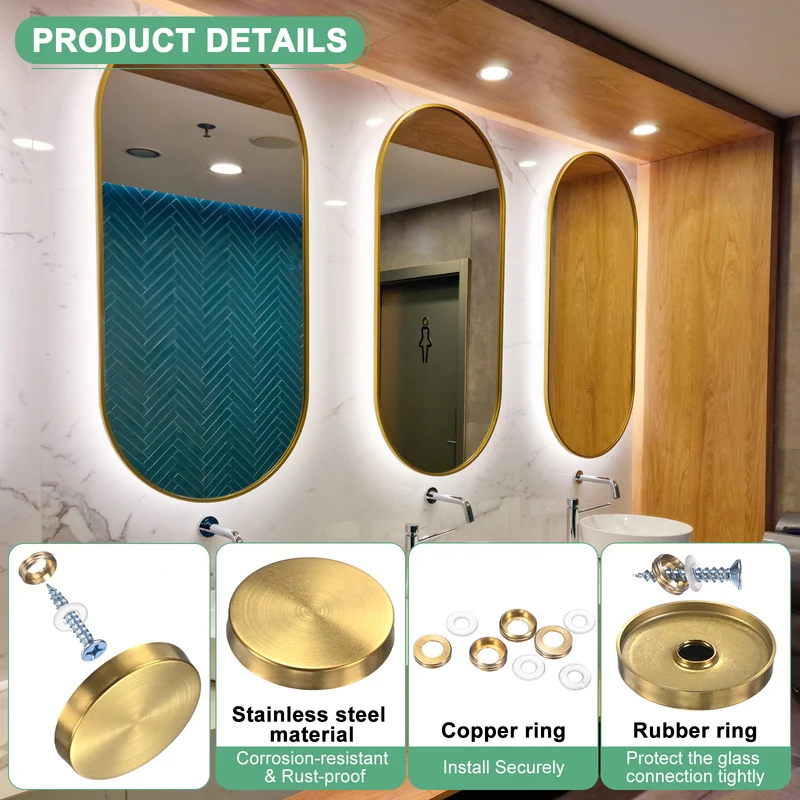 20-Pack Screw Covers Caps, 1.57" Dia Decorative Mirror Screws Cap [Gold Tone]