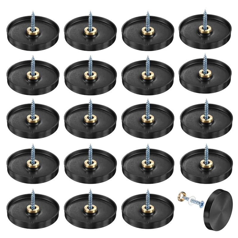 20-Pack Screw Covers Caps, 1.57" Dia Decorative Mirror Screws Cap [Black]