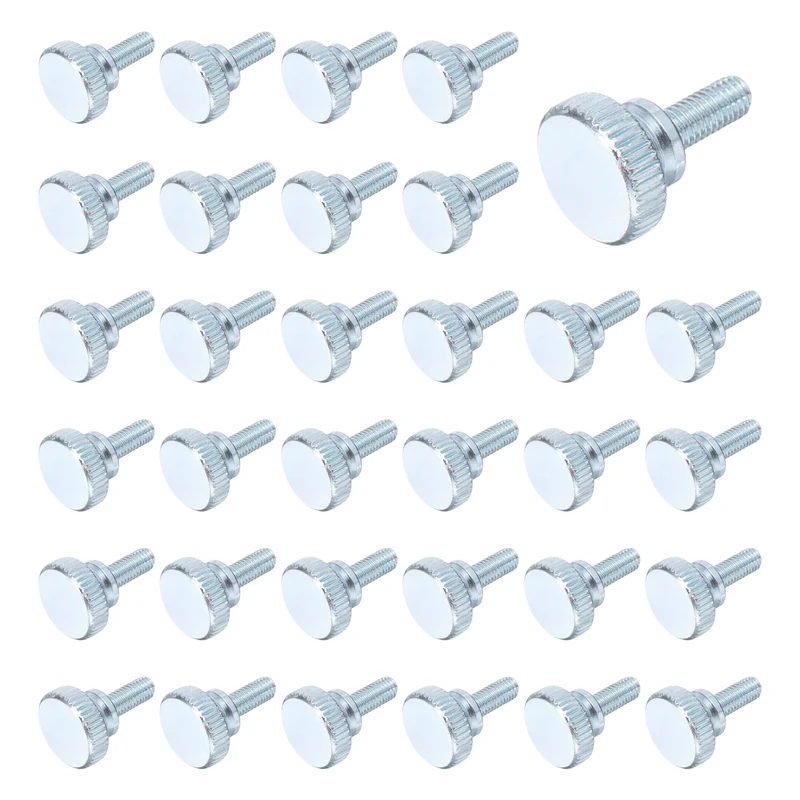 40 Pcs M5x12mm Zinc Plated Flat Knurled Fully Threaded Thumb Screws