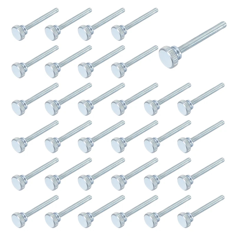 40 Pcs M4x35mm Zinc Plated Flat Knurled Fully Threaded Thumb Screws