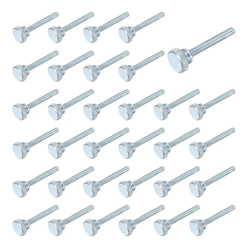 40 Pcs M4x30mm Zinc Plated Flat Knurled Fully Threaded Thumb Screws