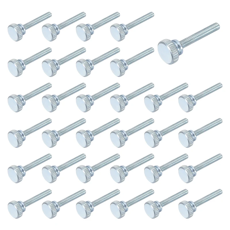 40 Pcs M4x25mm Zinc Plated Flat Knurled Fully Threaded Thumb Screws