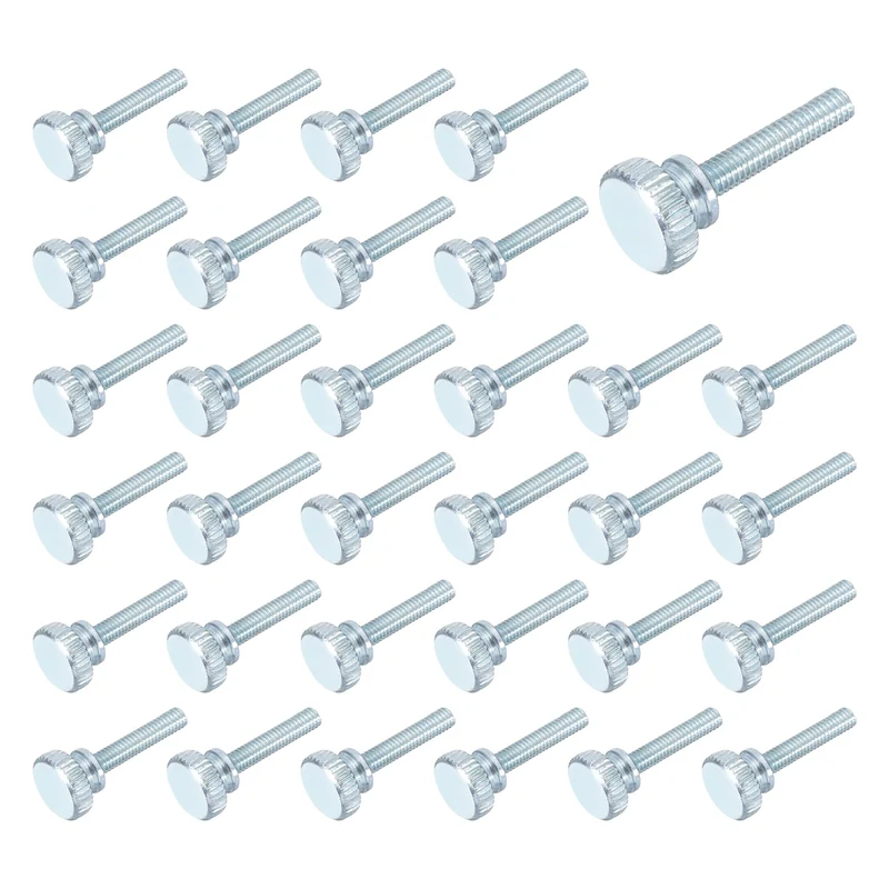 40 Pcs M4x20mm Zinc Plated Flat Knurled Fully Threaded Thumb Screws