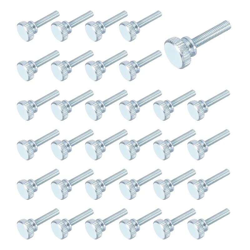 40 Pcs M4x18mm Zinc Plated Flat Knurled Fully Threaded Thumb Screws