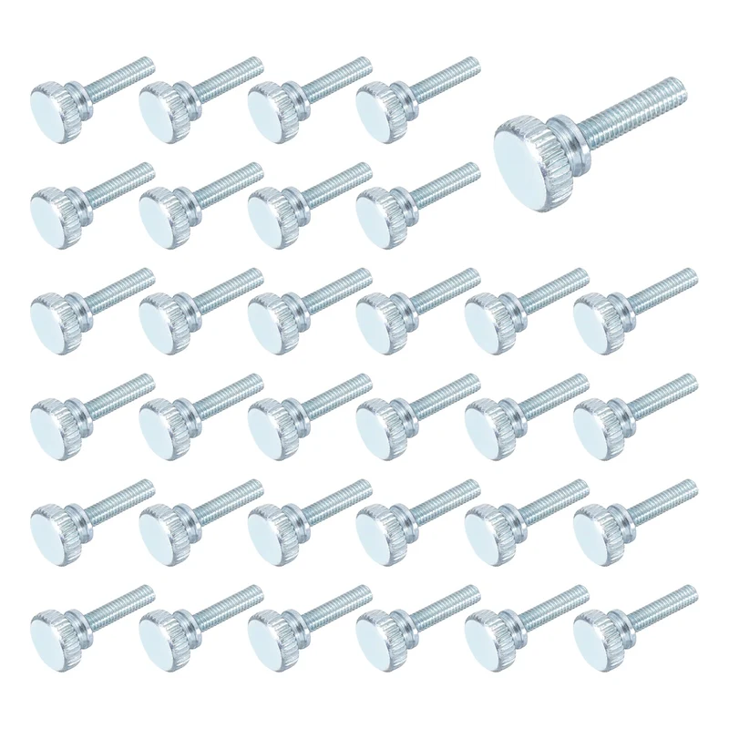 40 Pcs M4x16mm Zinc Plated Flat Knurled Fully Threaded Thumb Screws