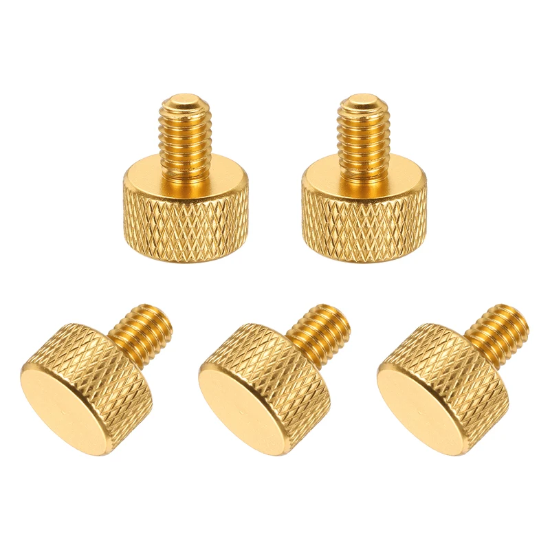 5Pcs M5x10mm Flat Head Knurled Thumb Screws for Graphics Card Gold