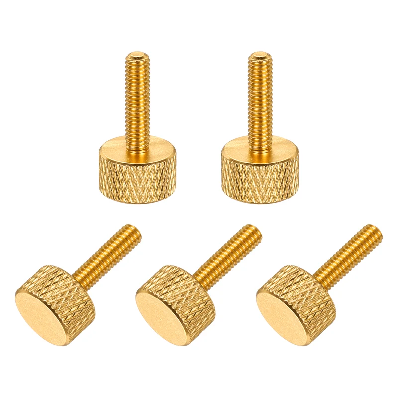 5 Pcs M4x16mm Flat Head Knurled Thumb Screws for Graphics Card, Gold