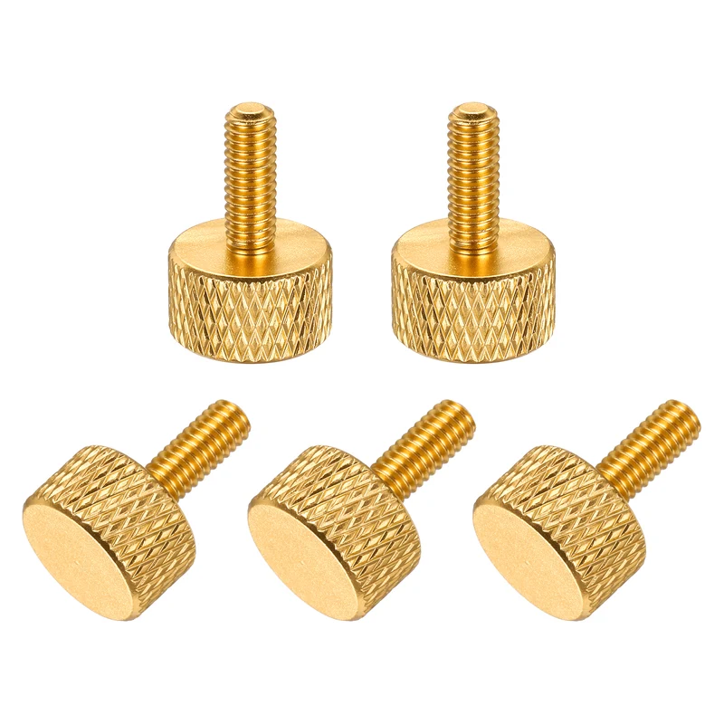 5Pcs M4x10mm Flat Head Knurled Thumb Screws for Graphics Card Gold