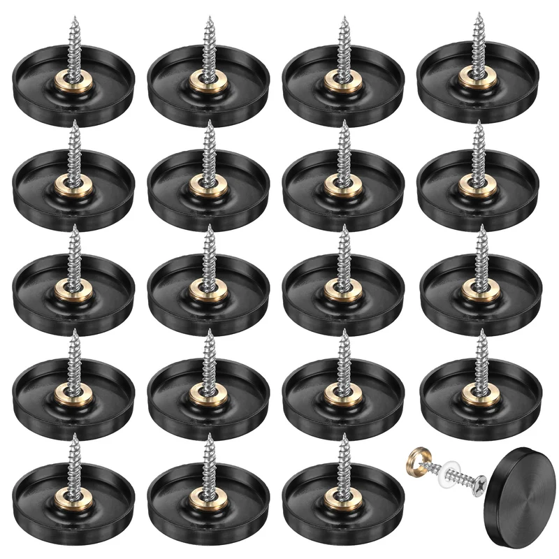 20-Pack Screw Covers Caps, 1.18" Dia Decorative Mirror Screws Cap [Black]