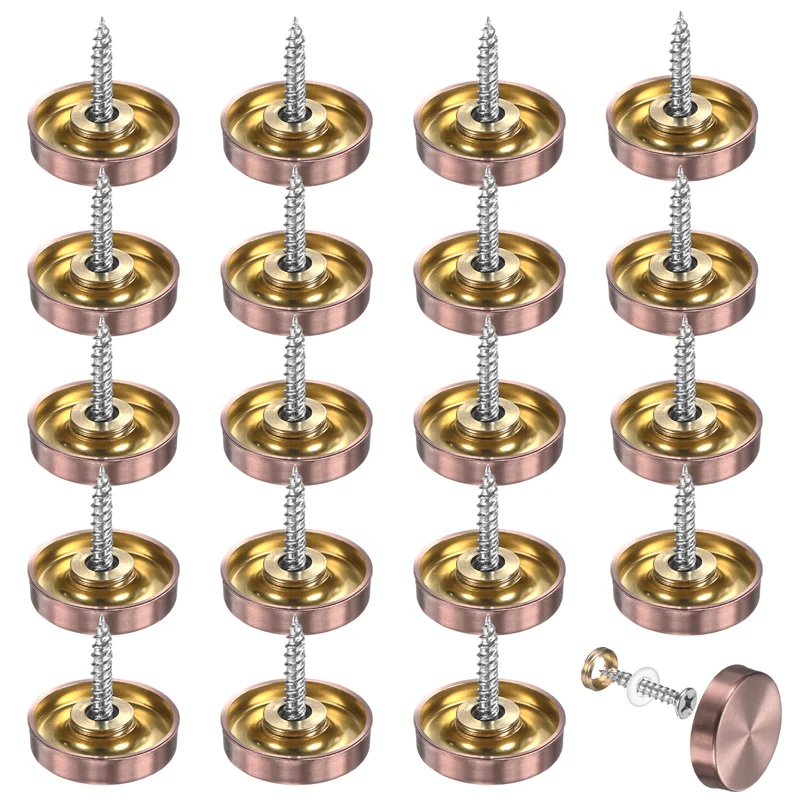 20-Pack Screw Covers Caps, 0.86" Dia Decorative Mirror Screws Cap [Rose Gold]