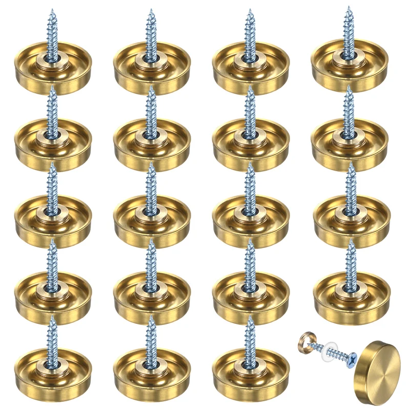 20-Pack Screw Covers Caps, 0.86" Dia Decorative Mirror Screws Cap [Gold Tone]