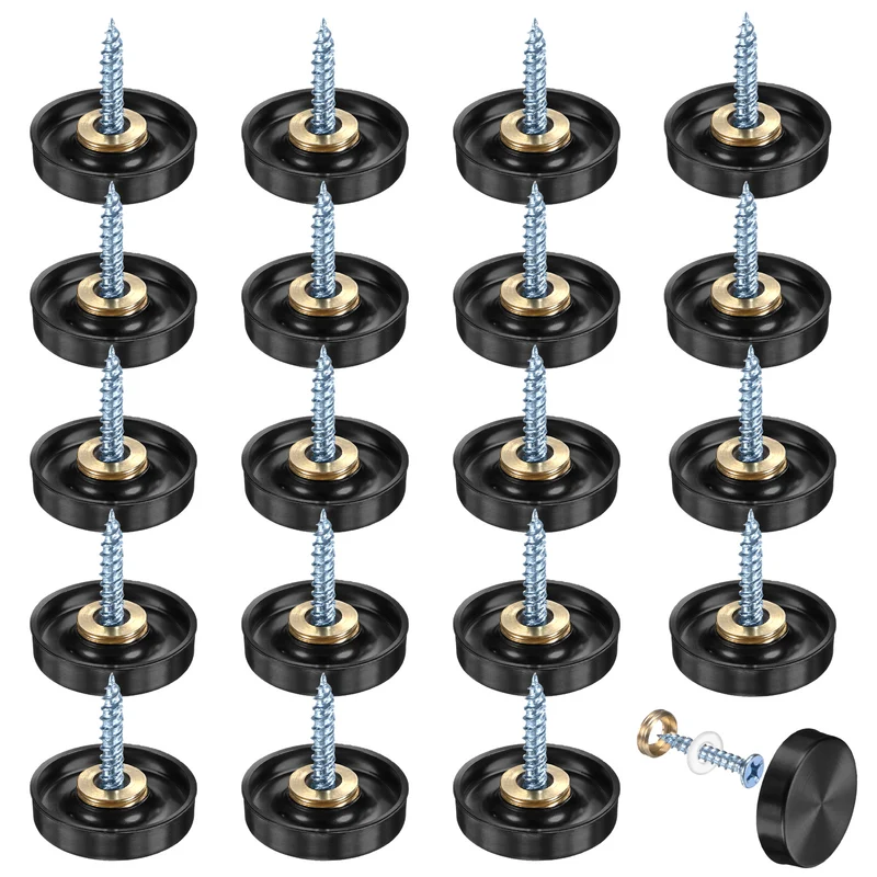 20-Pack Screw Covers Caps, 0.86" Dia Decorative Mirror Screws Cap [Black]