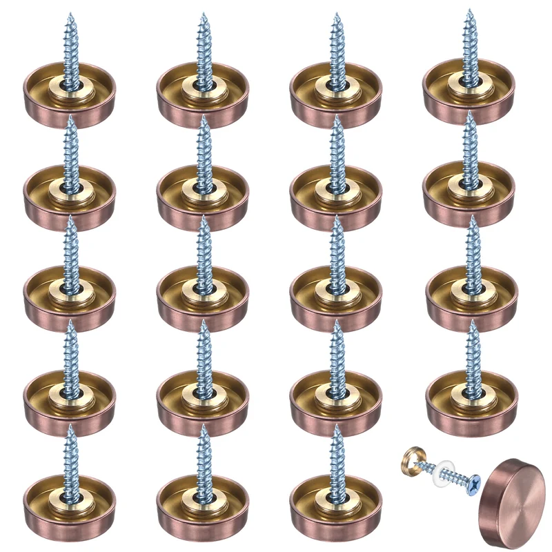 20-Pack Screw Covers Caps, 0.75" Dia Decorative Mirror Screws Cap [Rose Gold]