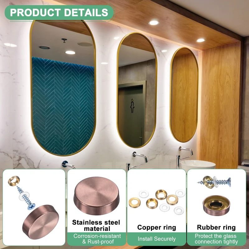 20-Pack Screw Covers Caps, 0.75" Dia Decorative Mirror Screws Cap [Rose Gold]
