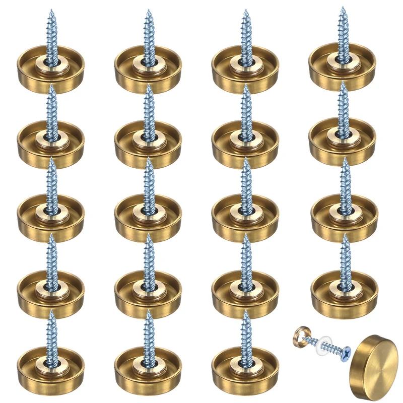 20-Pack Screw Covers Caps, 0.75" Dia Decorative Mirror Screws Cap [Gold Tone]