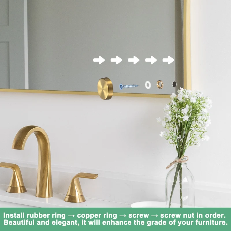 20-Pack Screw Covers Caps, 0.75" Dia Decorative Mirror Screws Cap [Gold Tone]
