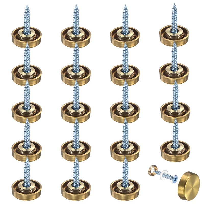 20-Pack Screw Covers Caps, 0.63" Dia Decorative Mirror Screws Cap [Gold Tone]