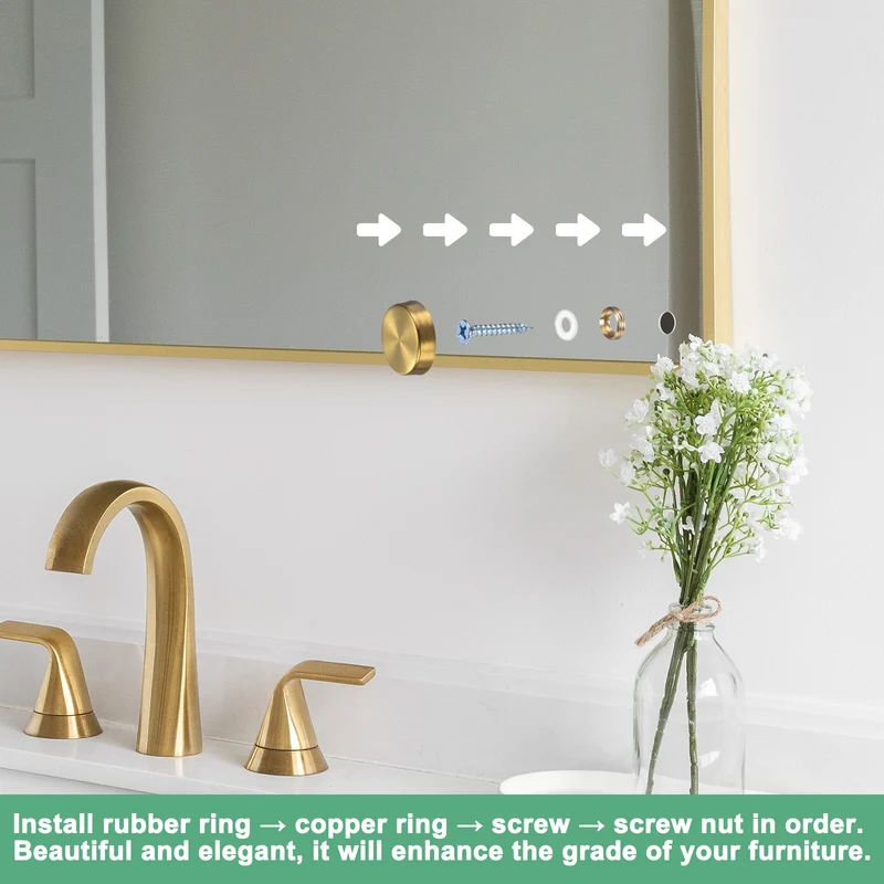 20-Pack Screw Covers Caps, 0.63" Dia Decorative Mirror Screws Cap [Gold Tone]