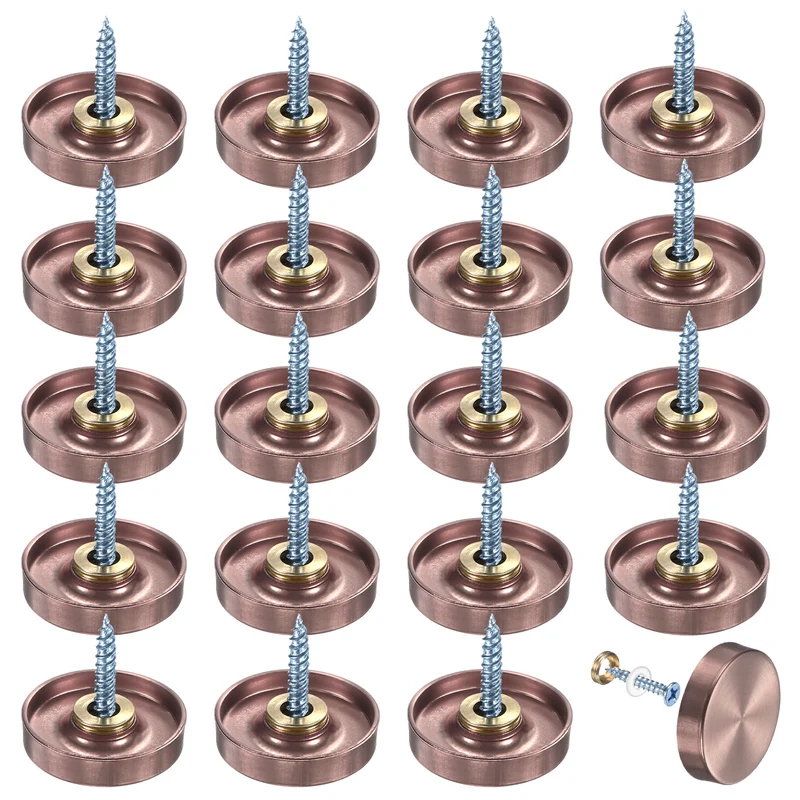 20-Pack Screw Covers Caps, 1" Dia Decorative Mirror Screws Cap [Rose Gold]