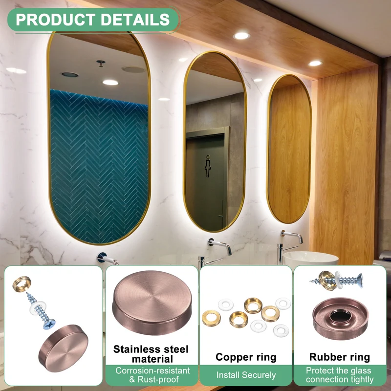 20-Pack Screw Covers Caps, 1" Dia Decorative Mirror Screws Cap [Rose Gold]