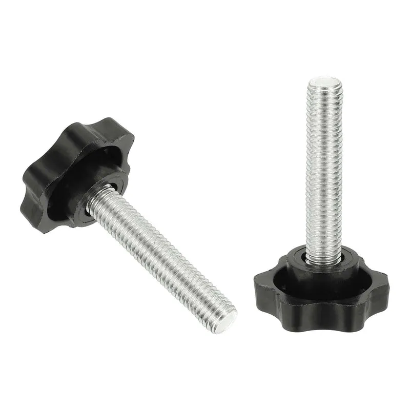 M10 x 50mm Thread Star Knobs, 2Pcs Plastic Star Hand Tightening Screw, Black