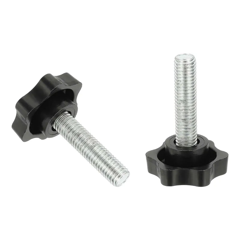 M10 x 40mm Thread Star Knobs, 2Pcs Plastic Star Hand Tightening Screw, Black