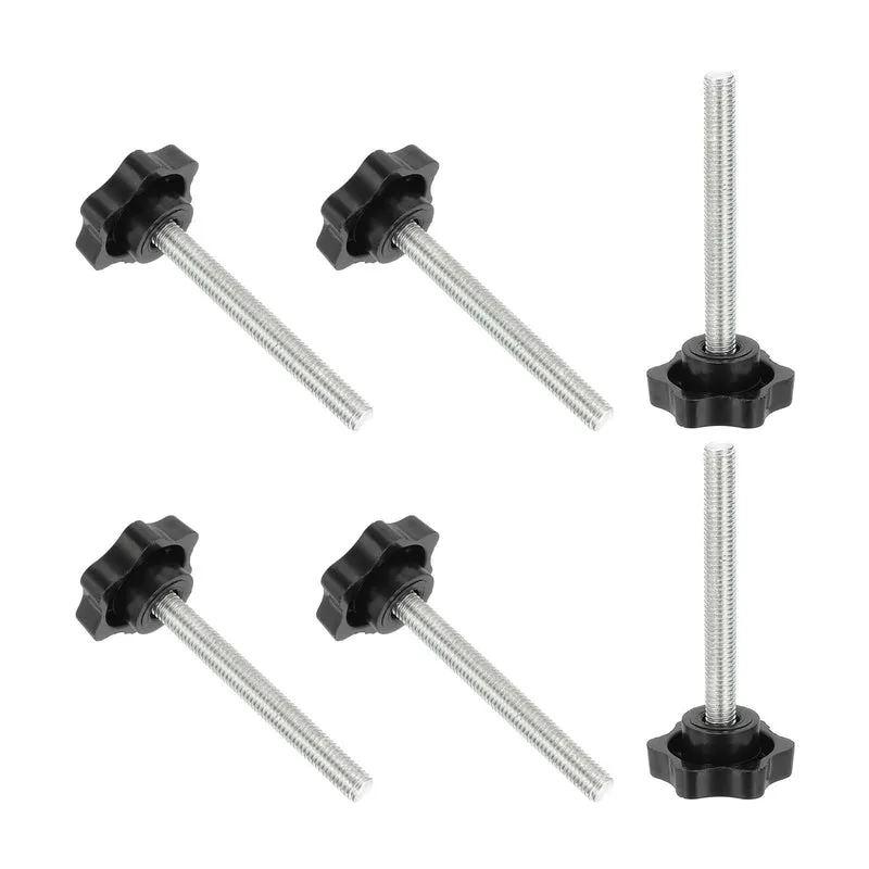 M8 x 70mm Thread Star Knobs, 6Pcs Plastic Star Hand Tightening Screw, Black