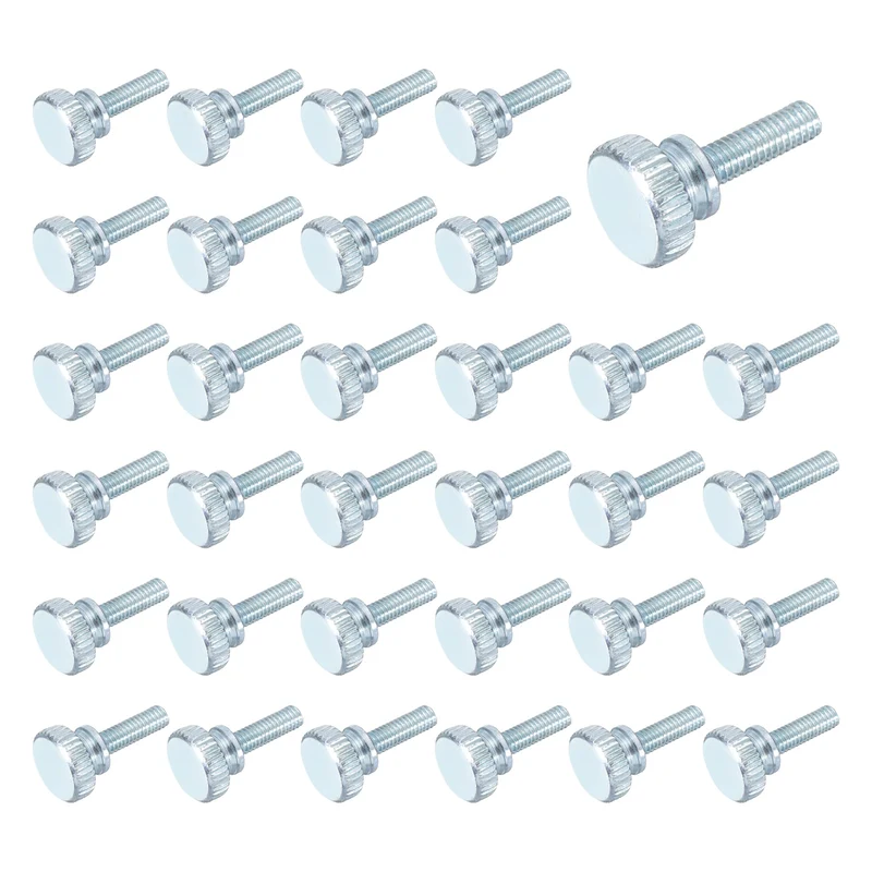40 Pcs M4x12mm Zinc Plated Flat Knurled Fully Threaded Thumb Screws