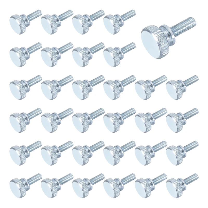40 Pcs M4x10mm Zinc Plated Flat Knurled Fully Threaded Thumb Screws