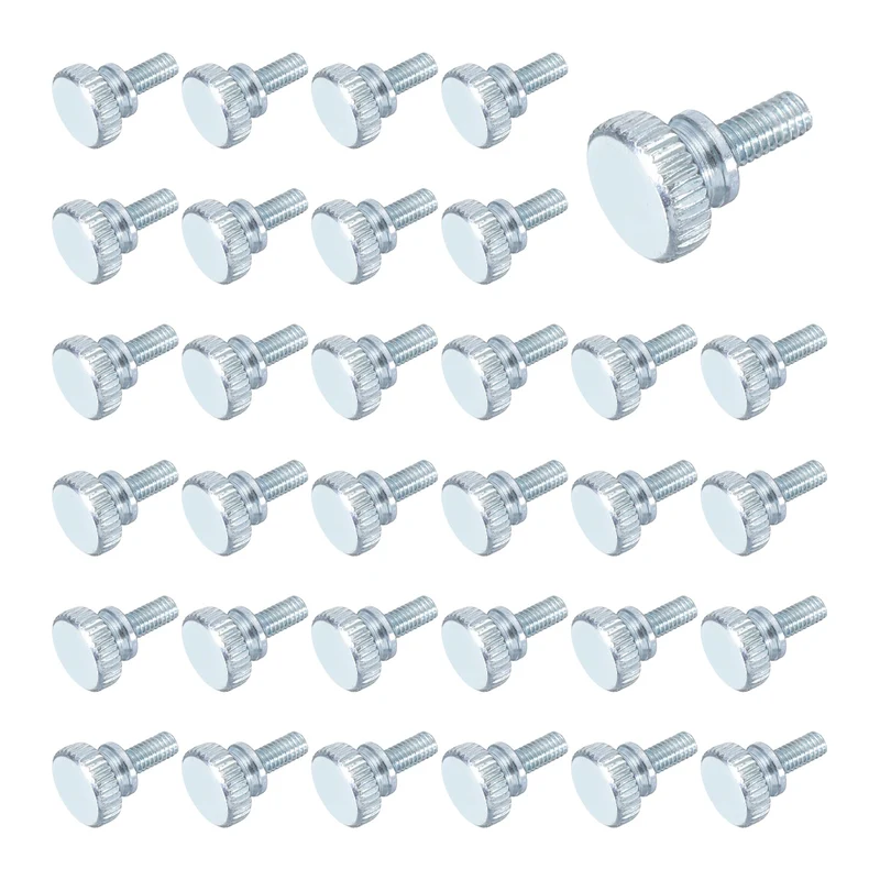 40 Pcs M4x8mm Zinc Plated Flat Knurled Fully Threaded Thumb Screws