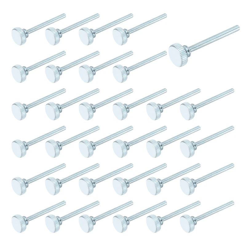40 Pcs M3x30mm Zinc Plated Flat Knurled Fully Threaded Thumb Screws