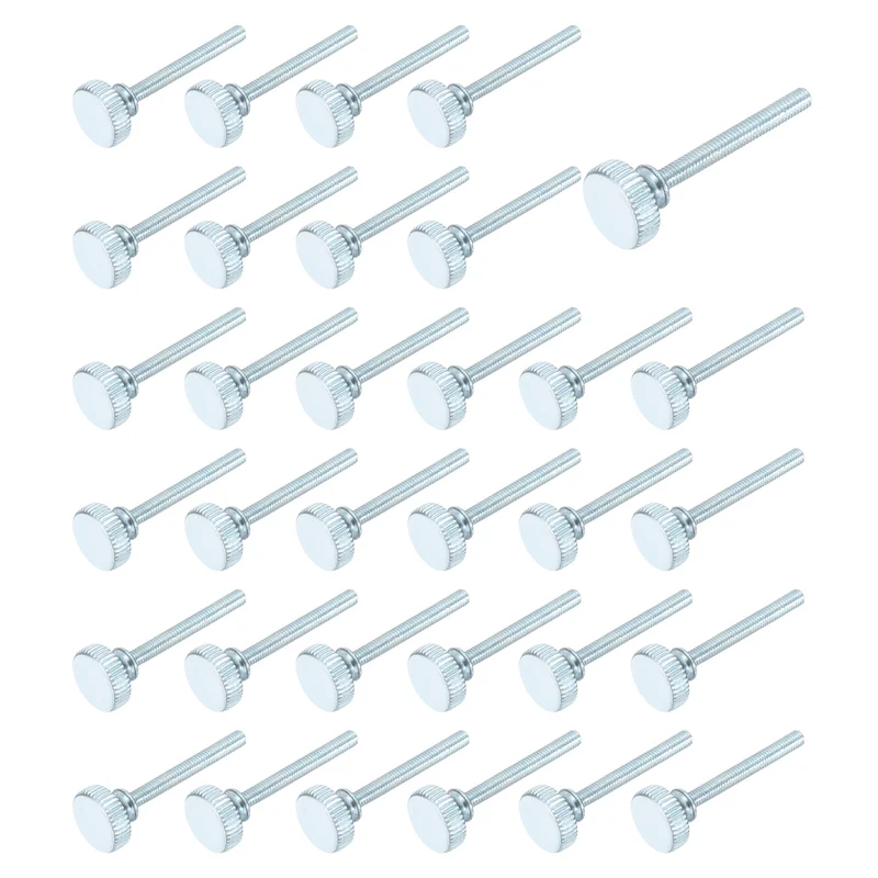 40 Pcs M3x25mm Zinc Plated Flat Knurled Fully Threaded Thumb Screws
