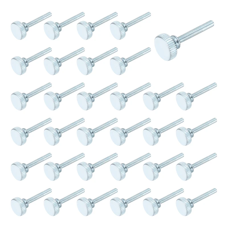 40 Pcs M3x18mm Zinc Plated Flat Knurled Fully Threaded Thumb Screws