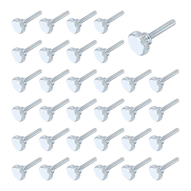 40 Pcs M3x16mm Zinc Plated Flat Knurled Fully Threaded Thumb Screws