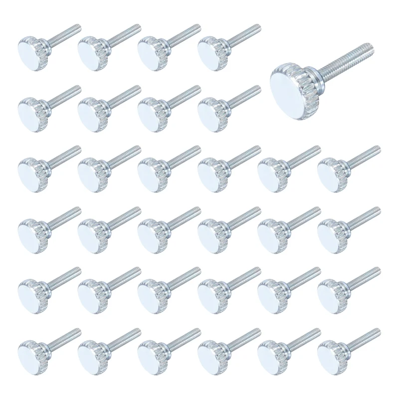 40 Pcs M3x12mm Zinc Plated Flat Knurled Fully Threaded Thumb Screws