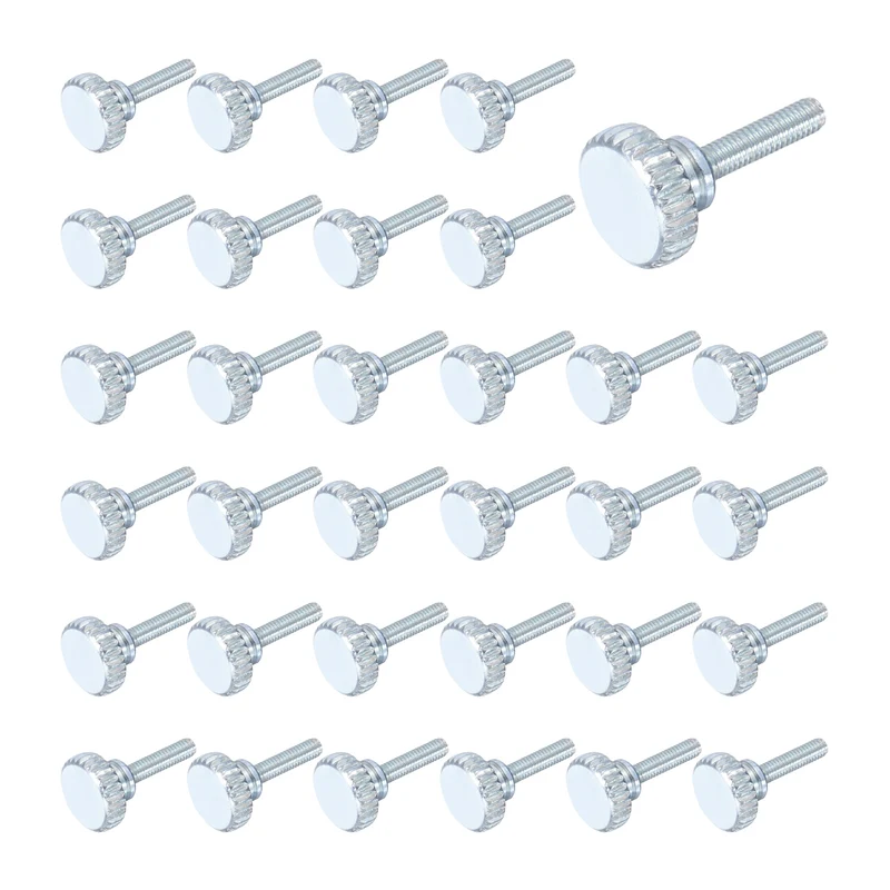 40 Pcs M3x10mm Zinc Plated Flat Knurled Fully Threaded Thumb Screws
