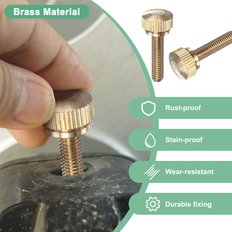 4-Pack Knurled Thumb Screws, M5x20mm Solid Brass Knobs Bolts