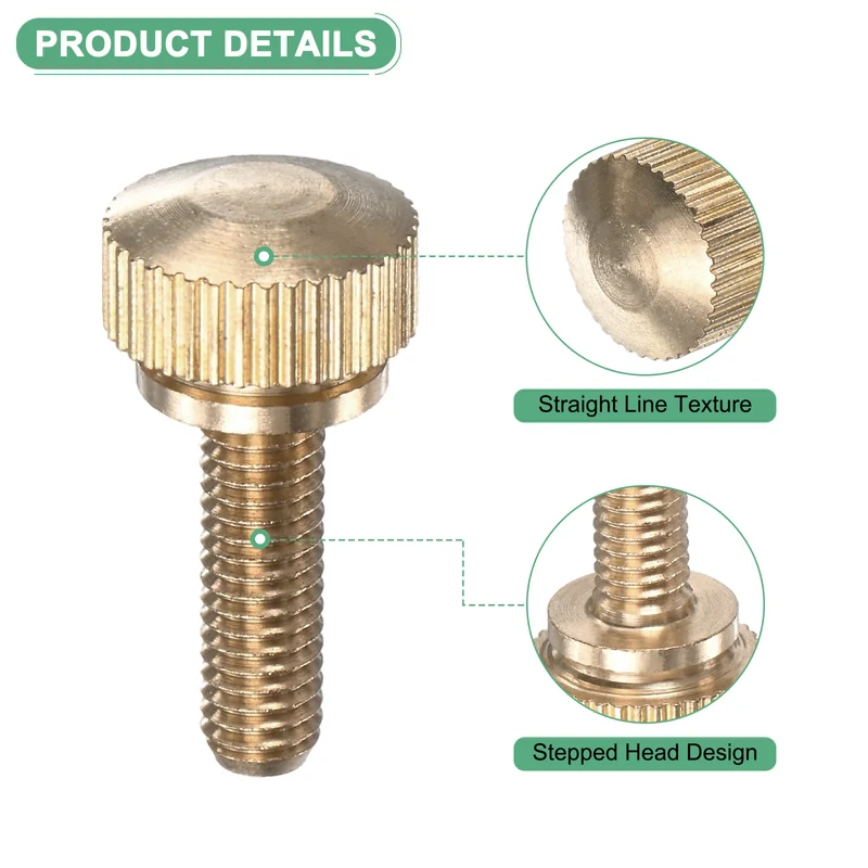 4-Pack Knurled Thumb Screws, M5x16mm Solid Brass Knobs Bolts