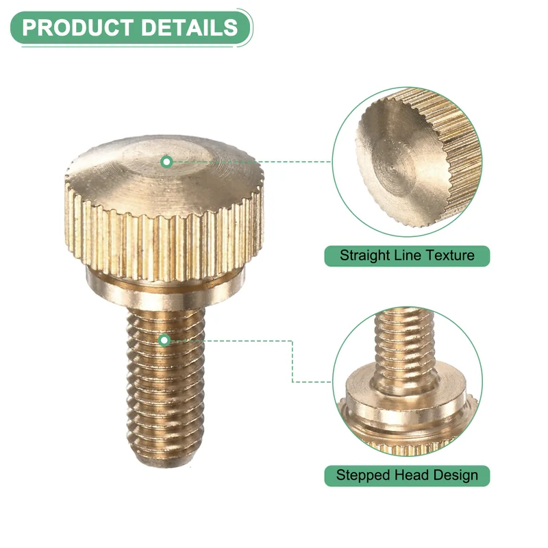 4-Pack Knurled Thumb Screws, M5x12mm Solid Brass Knobs Bolts
