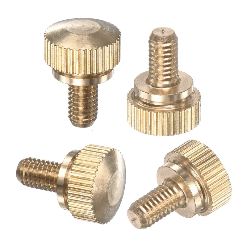 4-Pack Knurled Thumb Screws, M5x8mm Solid Brass Knobs Bolts