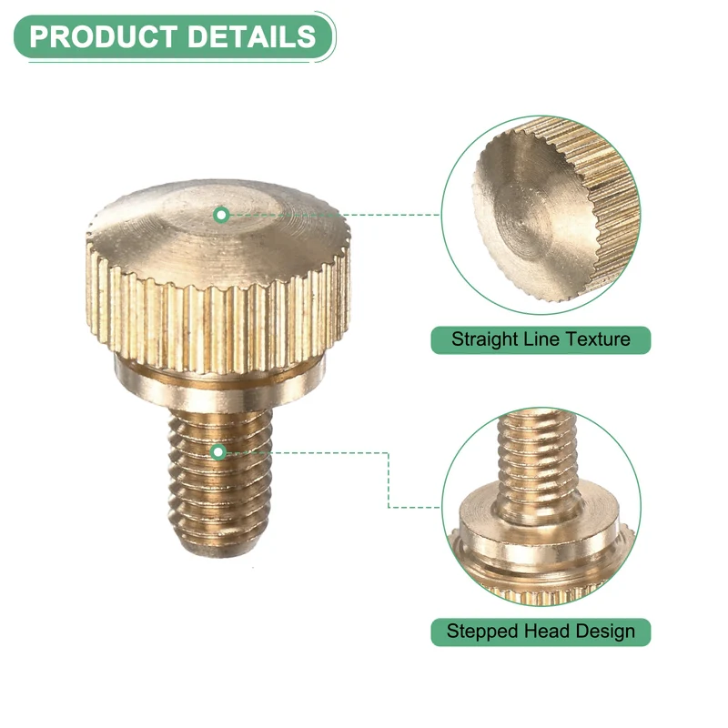 4-Pack Knurled Thumb Screws, M5x8mm Solid Brass Knobs Bolts