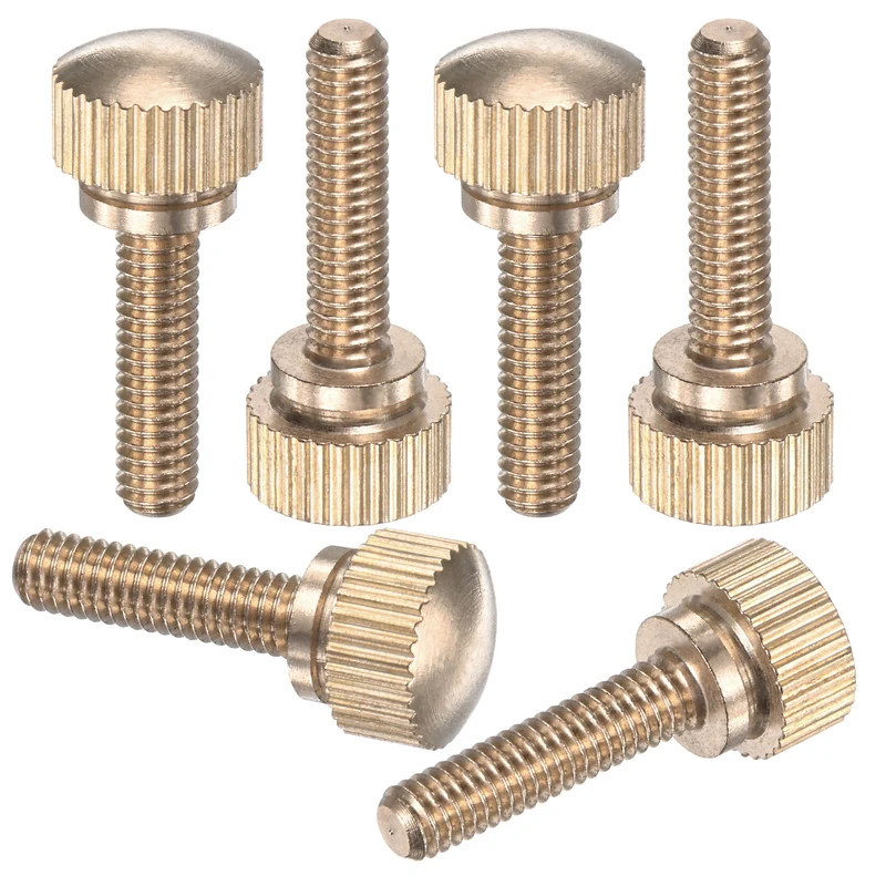 6-Pack Knurled Thumb Screws, M4x16mm Solid Brass Knobs Bolts